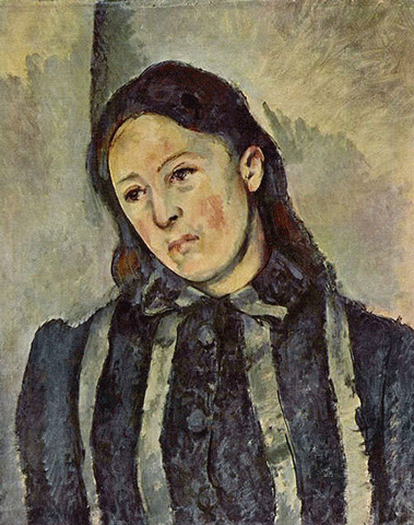 reproductie Portrait of madame Cezanne with loosened hair van Paul Cezanne